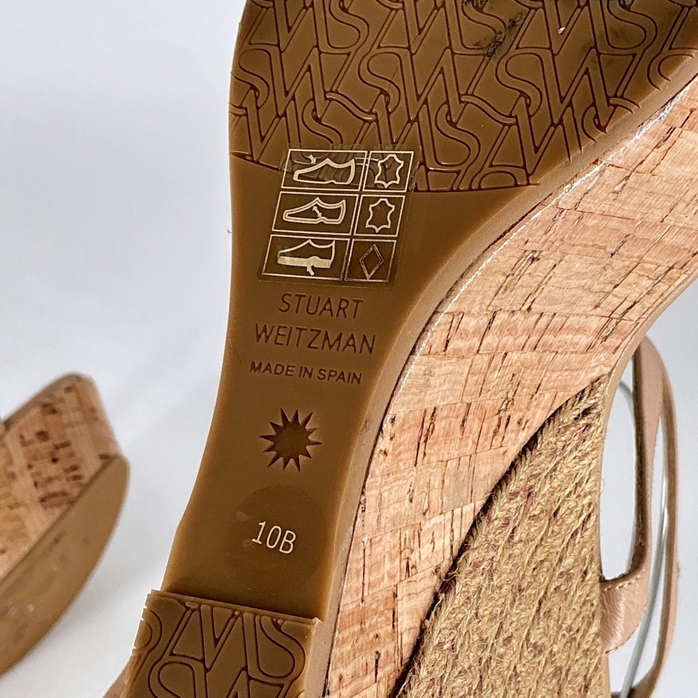 Stuart Weitzman Size 10 Tan Leather Espadrille‎ Wedge Platform Sandals NEW $495 - Picture 5 of 12